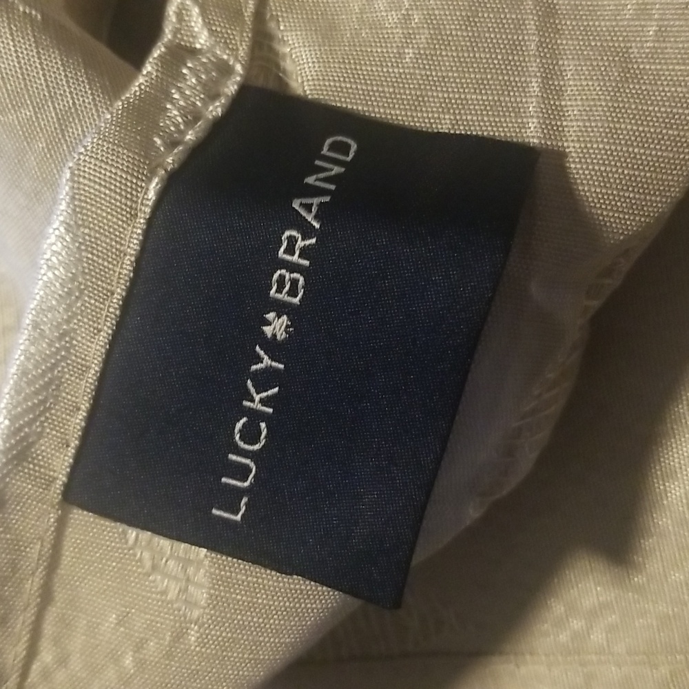 Lucky Brand Curtain 2 Panel; 36" × 84" ; Khaki and Beige; 100% Polyester; NWOT